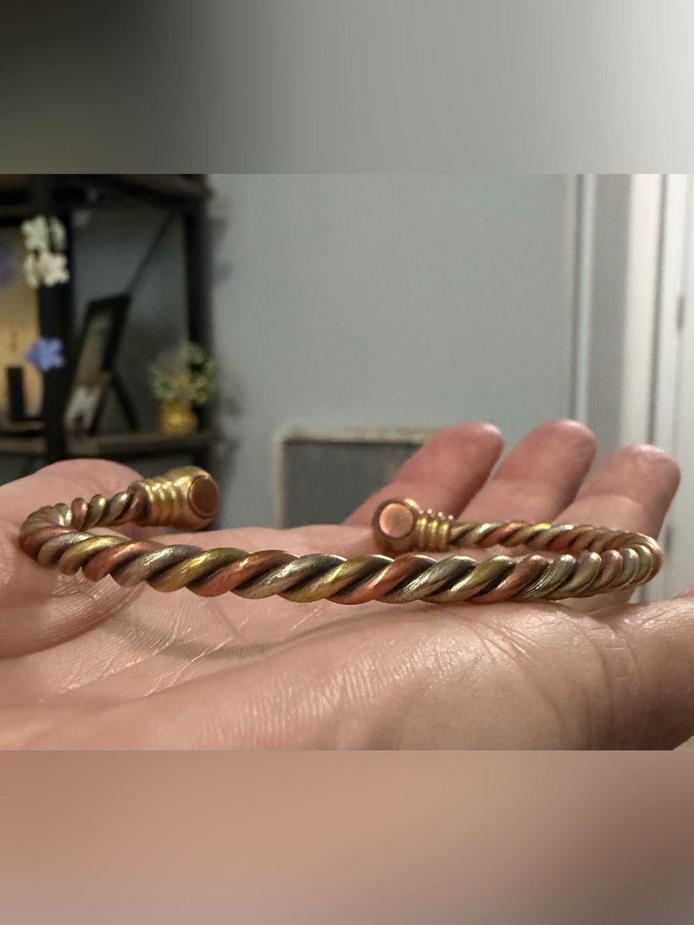 Copper Twisted Open Cuff Bracelet - Gold & Rose
